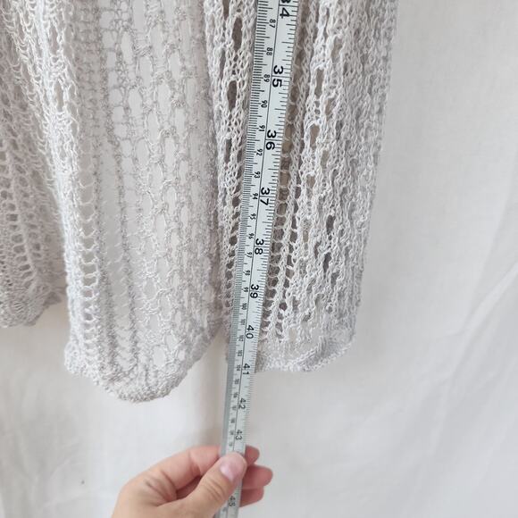 Sigrid Olsen Vintage Y2K Open Cardigan Duster Crochet Silver Gray Boho Size M - Picture 8 of 10